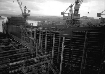 View of Nicola, the First SD14, Getting a Coat of Paint Shortly Before Launch at the Southwick Shipyard, Sunderland, Mid-December 1967